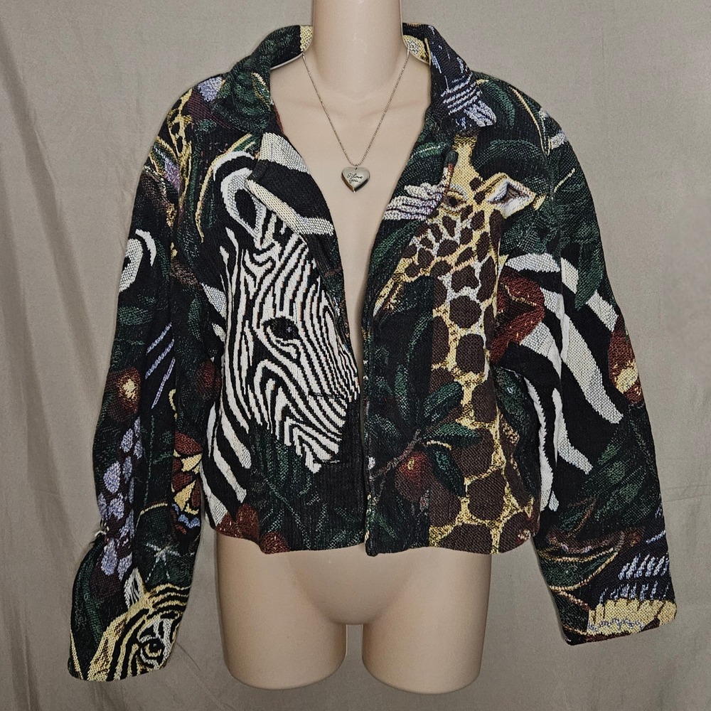 Vintage Safari Animal Print Tapestry Jacket